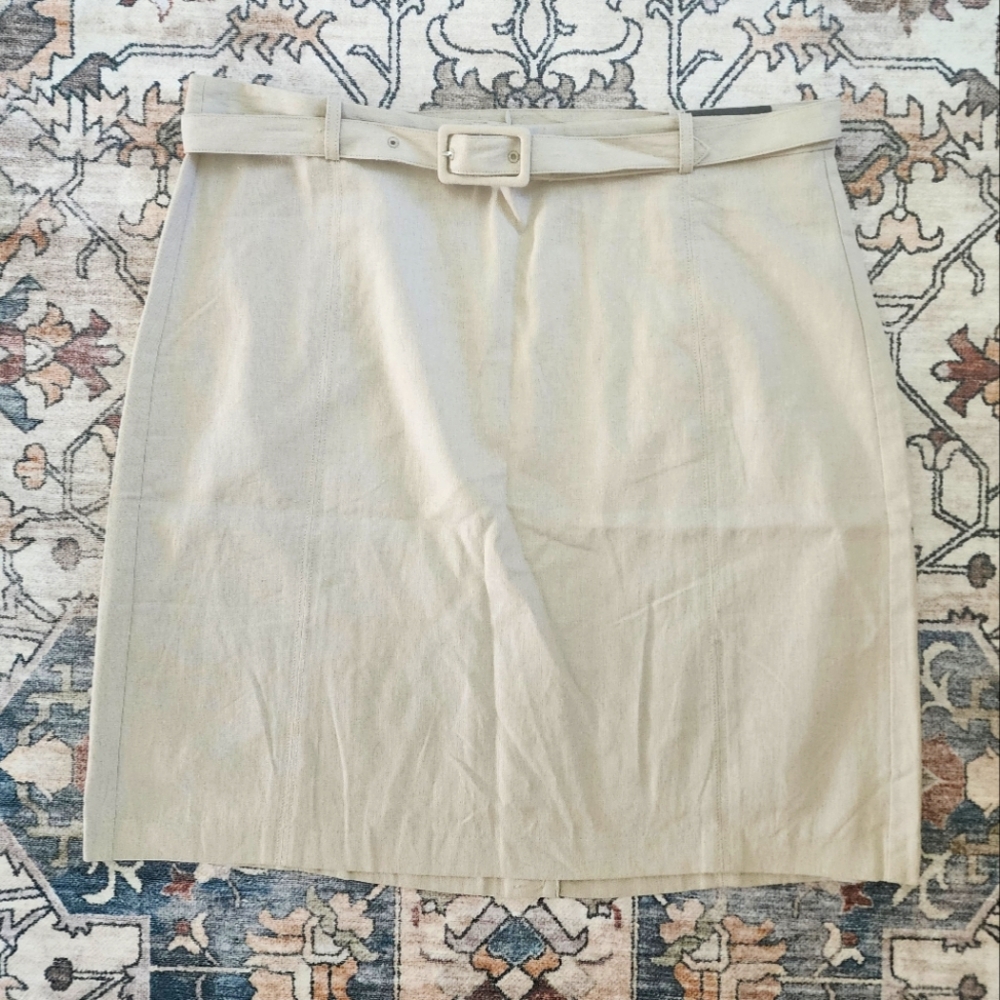 NWT Banana Republic Tan Belted Linen Skirt Sz 14